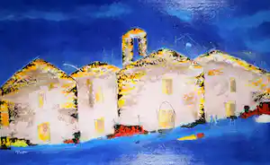 Henk Kuijpers - Acryl op doek, Zakynthos-stad (Zeer groot) vendu pour 85€ !