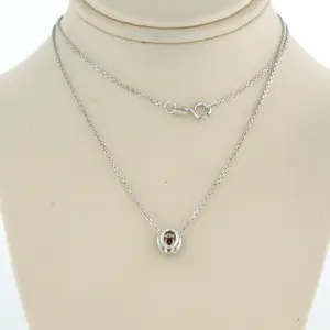 14k wit gouden collier met hanger met robijn en briljant geslepen diamant kopen? Bied vanaf 170!