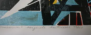 Niet of onleesbaar gesigneerd - Prachtige houtdruk uit 1961 : 'Meeuwen' kopen? Bied vanaf 1!