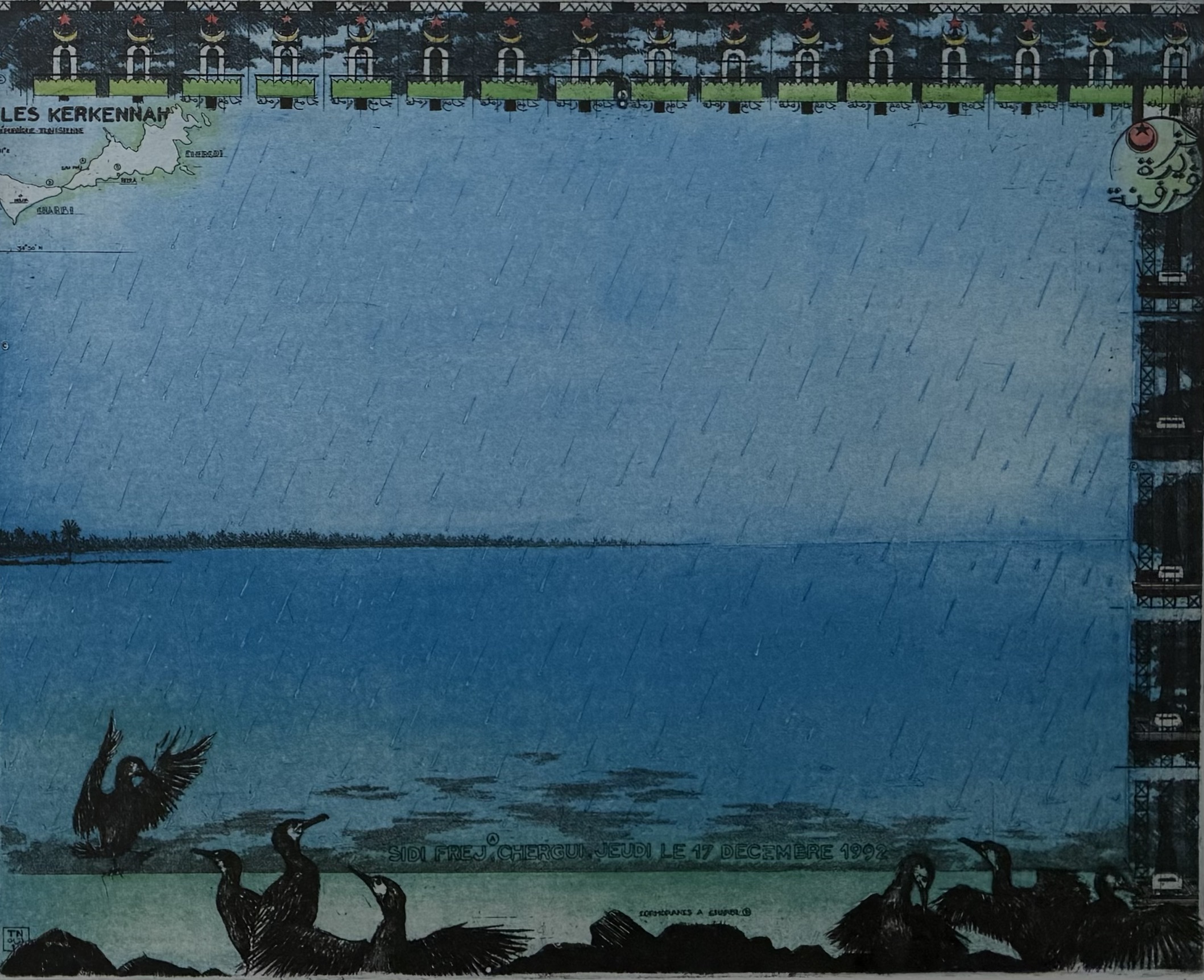Rolf Weijburg - handgesigneerde kleurenets | 'Iles Kerkennah' | 1993 (INGELIJST) kopen? Bied vanaf 175!