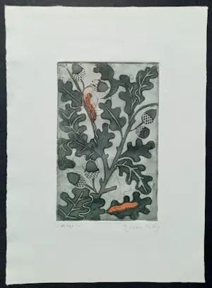 Jeanne Bieruma Oosting - De rupsen, ets met aquatint in zwart, groen en rood kopen? Bied vanaf 395!