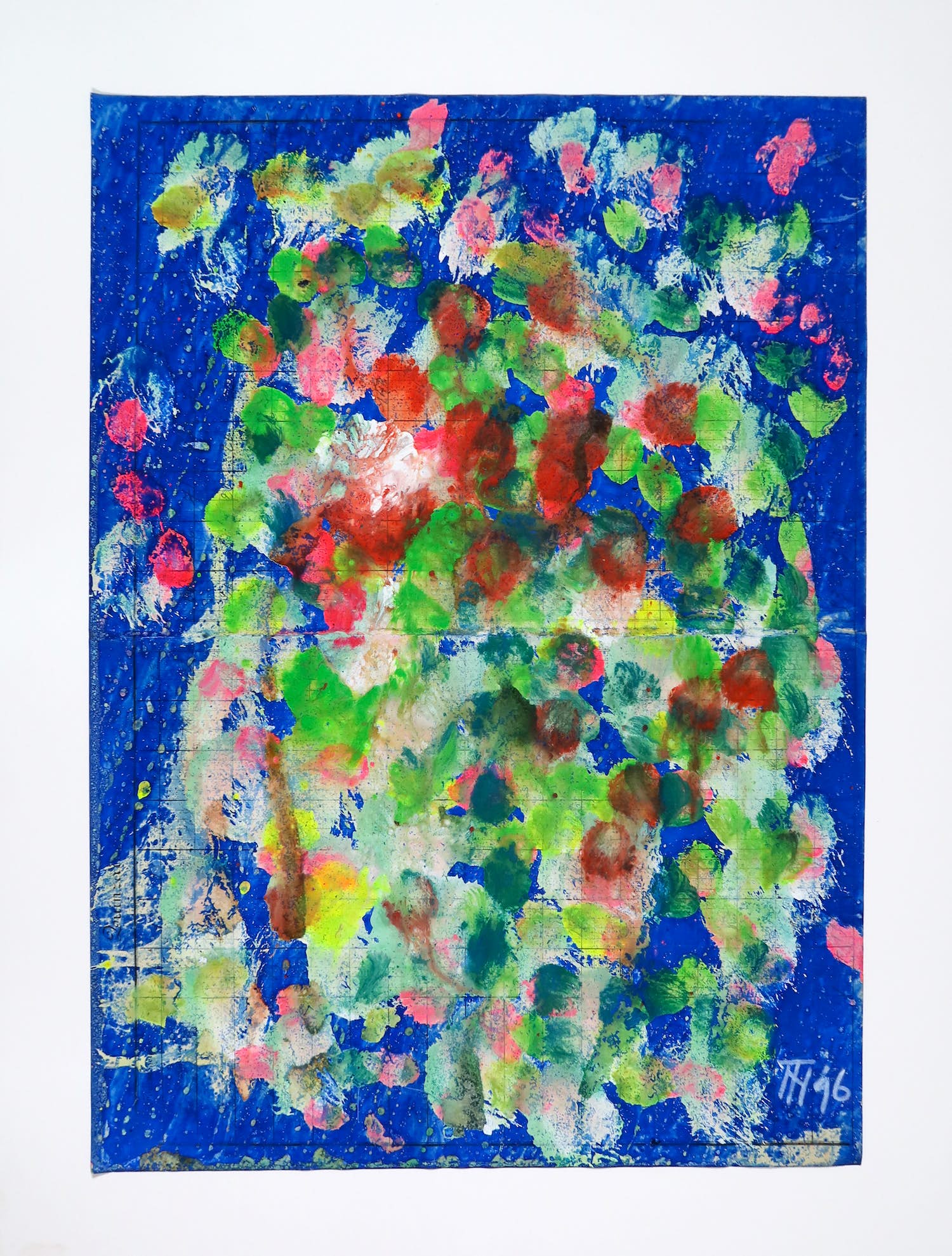 Theo Niermeijer - Gemengde techniek op papier, Abstracte compositie kopen? Bied vanaf 1!