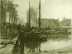 Jan Sirks - Gezicht op de haringvliet met het Witte Huis verkocht voor € 45!