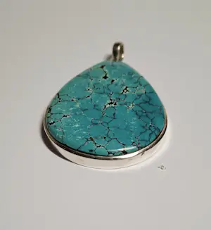In nieuwstaat Een grote zilver  hanger met Natuurlijke Turkoois Edelsteen kopen? Bied vanaf 85!