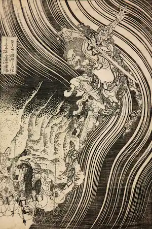 Katsushika Hokusai - Houtdruk op goudpapier, geen titel verkocht voor € 373!