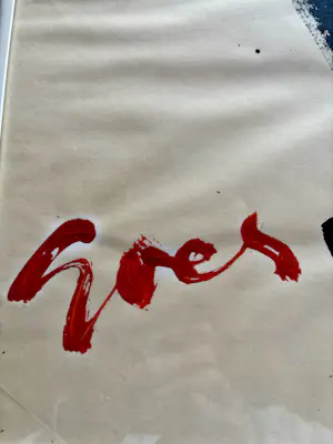 Stan Goes - Abstracte figuur in zwart, rood en geel kopen? Bied vanaf 250!