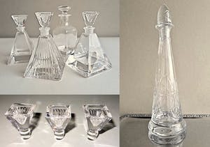 Niet of onleesbaar gesigneerd - 8x Decoratiekristal: 4 RCR Italiaanse Parfumflesjes, Russische Hoorn, Vaas e.a. kopen? Bied vanaf 1!