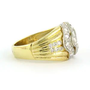 18k bicolour gouden ring met briljant geslepen diamanten tot. 1,10ct 8.1 gram kopen? Bied vanaf 1400!