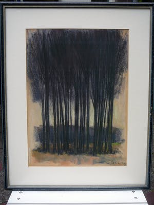 Bertha Schiltz - Landschap met populieren -pastel- kopen? Bied vanaf 70!