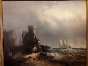 Nicolaas Riegen - Havenhoofd met klipper kopen? Bied vanaf 800!