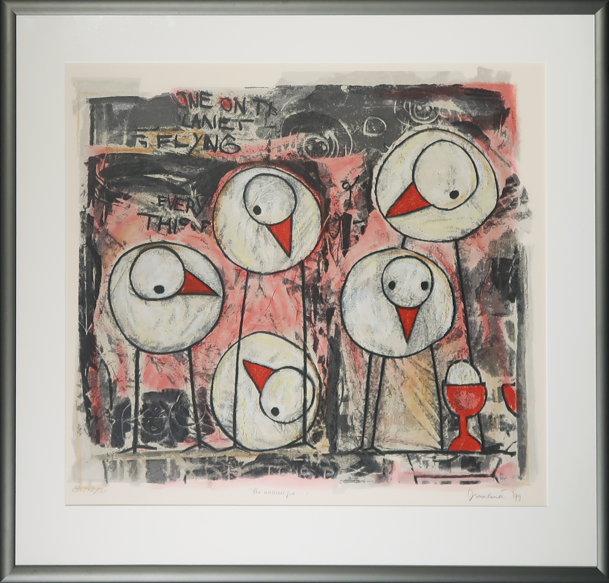 Hans Innemee - Zeefdruk op papier, The unsecret five - Ingelijst (groot) verkocht voor € 180!