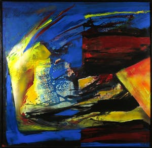 Niet of onleesbaar gesigneerd - Olieverf op hout, Abstracte compositie - Ingelijst (Zeer groot) kopen? Bied vanaf 10!
