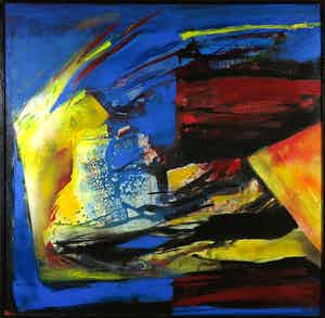 Niet of onleesbaar gesigneerd - Olieverf op hout, Abstracte compositie - Ingelijst (Zeer groot) verkocht voor € 10!