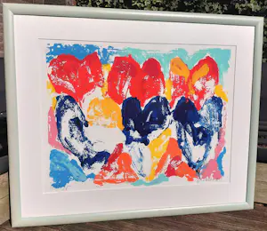 Jan Cremer - Tulpen, zeefdruk (mooi ingelijst, groot) kopen? Bied vanaf 295!