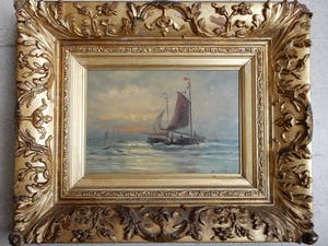 Jacob Willem Gruijter - ( 1856 -1908 ) Schuiten na de visvangst naar strand kopen? Bied vanaf 350!