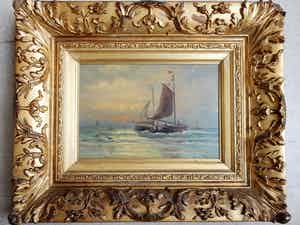 Jacob Willem Gruijter - ( 1856 -1908 ) Schuiten na de visvangst naar strand verkocht voor € 350!