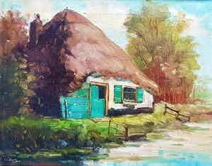 Niet of onleesbaar gesigneerd - Boerderij bij sloot verkocht voor € 1!