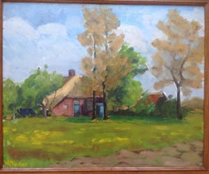Niet of onleesbaar gesigneerd - Olieverf op paneel - Landschap kopen? Bied vanaf 10!