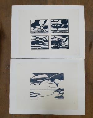 Paul Overhaus - 2 grote linosnedes kopen? Bied vanaf 1!