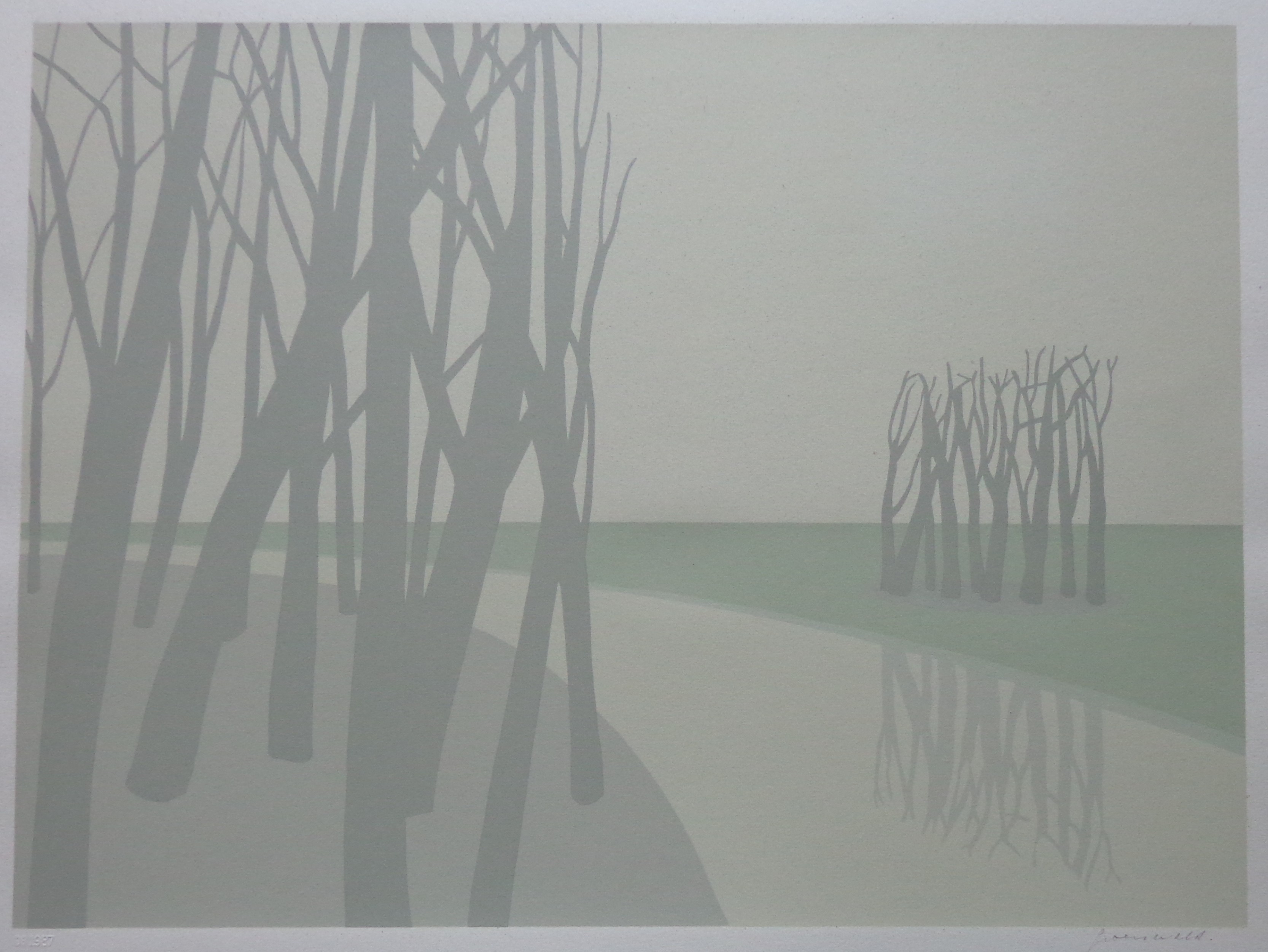 Buy Doris Groeneveld - GESTILEERD LANDSCHAP / KLEURLITHO / 50x65cm / SIG / 1987? Bid from 45!