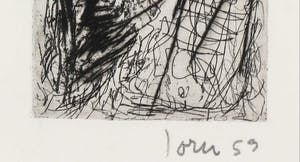 Asger Jorn - Ets en droge naald op handgeschept Japon, Friedhof der Maulwürfe - Ingelijst kopen? Bied vanaf 1!