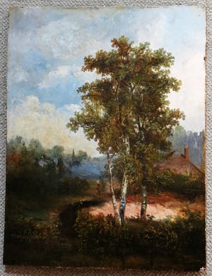 Hermanus Rijkelijkhuizen - Landschap met boerin bij boerderij kopen? Bied vanaf 140!