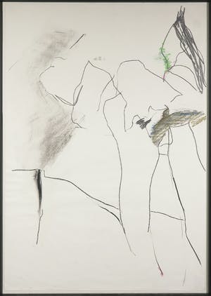 Jo Foulon - Lijntekening in pastelkrijt, Zonder titel - Ingelijst kopen? Bied vanaf 1!