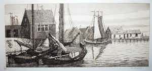 Hendrik Lesage - Volendam rond 1924 - mooi uitgewerkte, heldere ets, nr. 60 verkocht voor € 45!