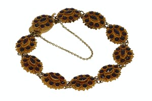 Antieke 14k gouden 19e eeuwse bootjes granaten armband kopen? Bied vanaf 599!