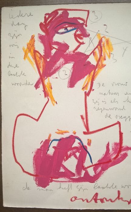 Anton Heyboer - Gemengde techniek. "2 Vrouwen torso's". kopen? Bied vanaf 150!