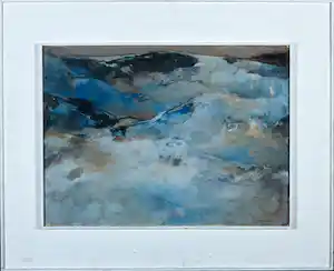 Jan Miechels - Acryl op paneel, Bergen en wolken - Ingelijst verkauft für € 90!