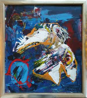 Jan te Wierik - Olieverf (1988) - Ingelijst verkocht voor € 950!