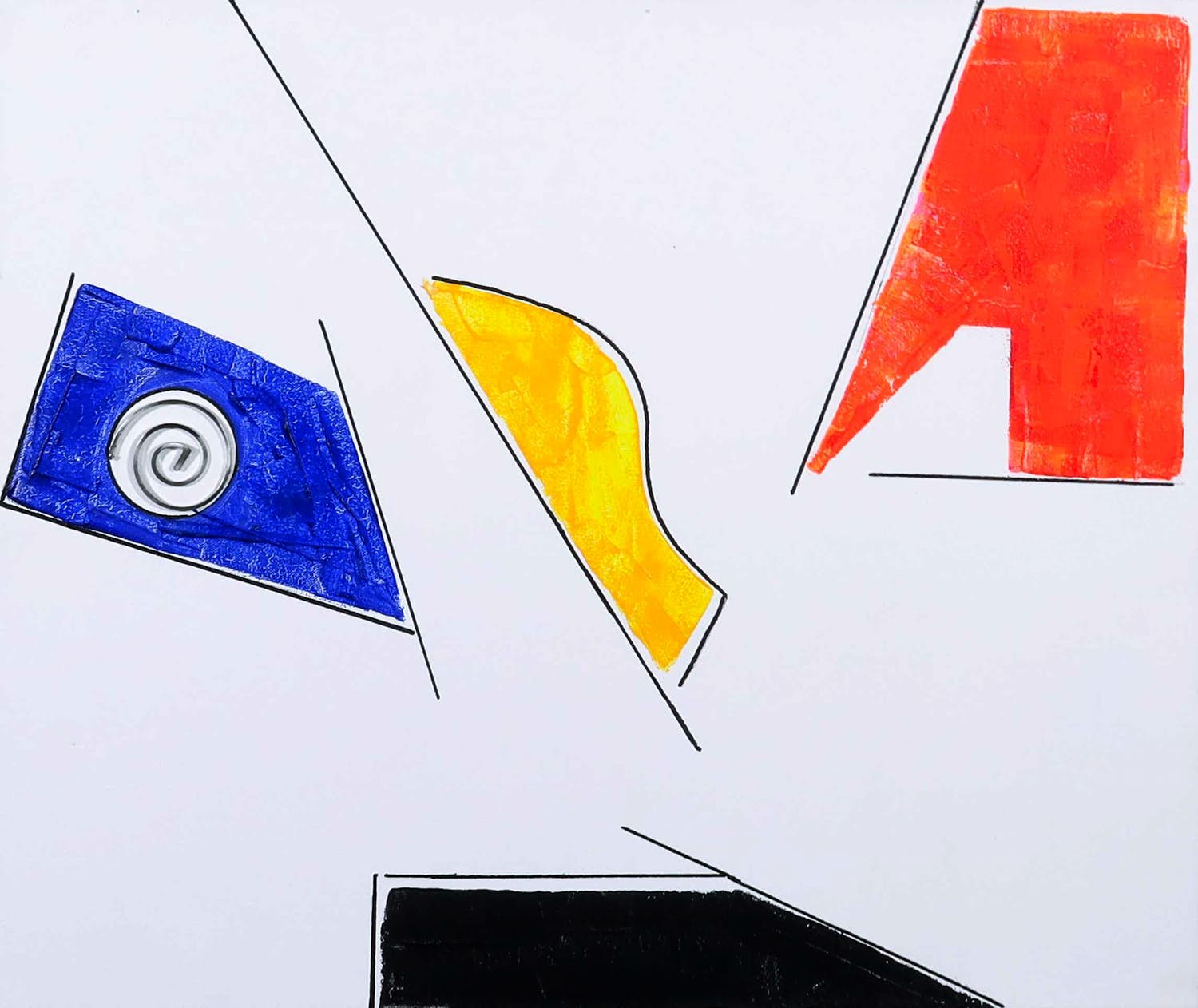 Menno Meijer - Gemengde techniek op doek, Abstracte compositie met metalen element kopen? Bied vanaf 1!