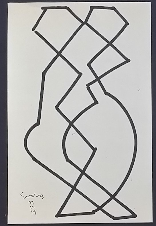 Siep van den Berg - Tango dansen - inkt op papier verkocht voor € 135!