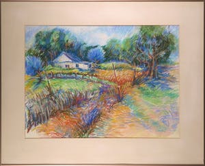 Niet of onleesbaar gesigneerd - Pastelkrijt, Landschap - Ingelijst kopen? Bied vanaf 1!