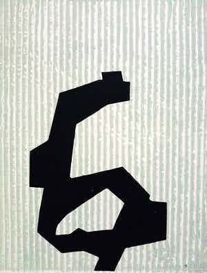 Willem Snitker - Geometrische abstract, tweekleuren kartondruk verkocht voor € 50!