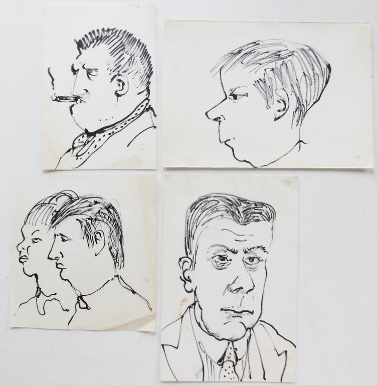 Harm Kamerlingh Onnes - Vier karikaturen in inkt verkocht voor € 50!