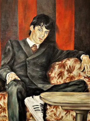 Niet of onleesbaar gesigneerd - Groot Duits? expressionistisch schilderij "man op bank" gesigneerd kopen? Bied vanaf 1!
