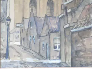 Andre J. Verhorst - Stadsgezicht Zierikzee - Aquarel kopen? Bied vanaf 60!