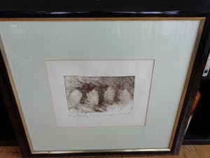 Anton Heyboer - ABSTRACTIE / ZW-W + RODE ETS / 65x71cm / KADER / SIG kopen? Bied vanaf 75!