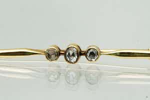 2002- Vintage gouden (14kt) Broche met 3 steens diamant (Amsterdamse roos) verkocht voor € 180!