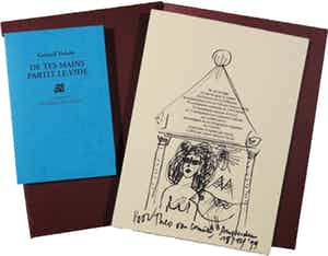 Corneille - Portfolio met originele tekening, De tes main partit le vide verkocht voor € 1!