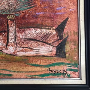 Roman Zuzuk - Typisch werk - 'Man met vis' - Gesigneerd - 1999 kopen? Bied vanaf 175!