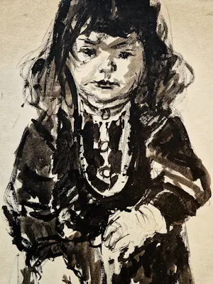 Jan Mensinga - grote jaren 50 sepia oostind. inkt op karton "meisje" potloodgesigneerd kopen? Bied vanaf 41!
