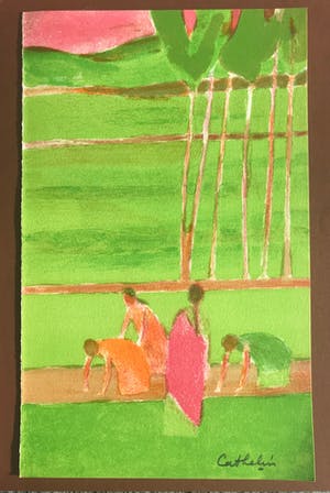 Bernard Cathelin - Mooie kleurrijke litho - 'Risière à Ceylon' - Gesigneerd - 1972 kopen? Bied vanaf 85!