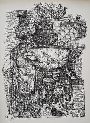 Dick Elffers - Stilleven, tekening op papier kopen? Bied vanaf 50!