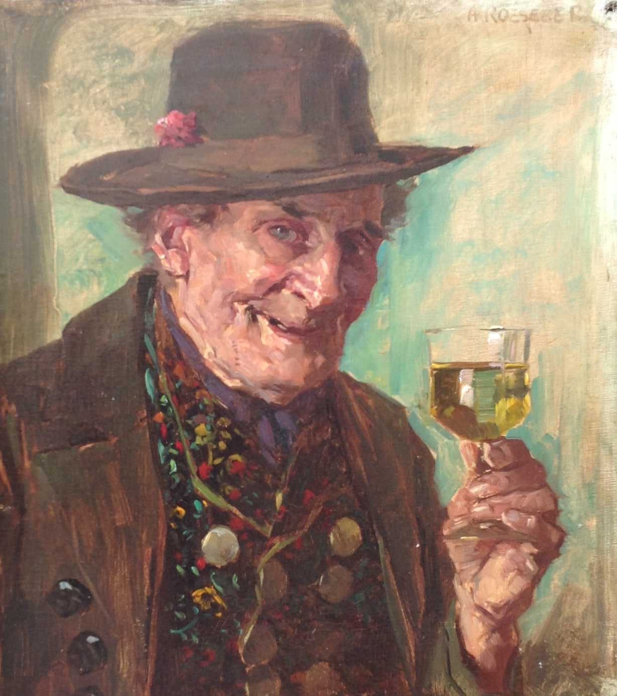 August Roeseler - Fröhlicher Weintrinker / Vrolijke wijndrinker kopen? Bied vanaf 75!