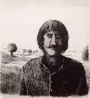 Dolf Zwerver - Zelfportret in landschap, ets verkauft für € 125!