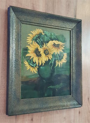 Niet of onleesbaar gesigneerd - Stilleven met zonbloemen in vaas kopen? Bied vanaf 1!