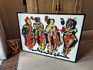 Anton Heyboer - Acryl op geschept papier - 4 vrouwen, gesigneerd m.o. kopen? Bied vanaf 675!